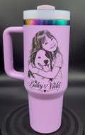 Personalized Photo Engraved 40 oz Tumbler with Handle