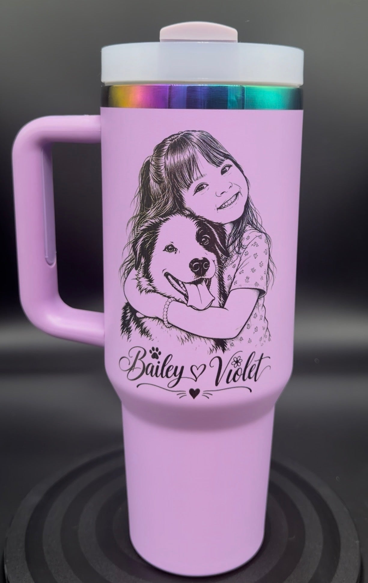 Personalized Photo Engraved 40 oz Tumbler with Handle